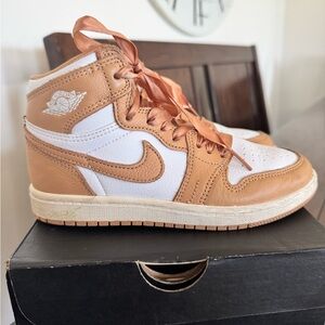 Jordan Kids' High-Top Sneakers - White & Tan/Cognac